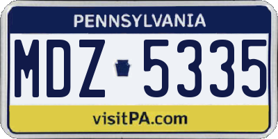 PA license plate MDZ5335