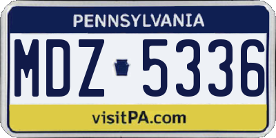 PA license plate MDZ5336