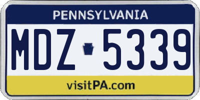PA license plate MDZ5339