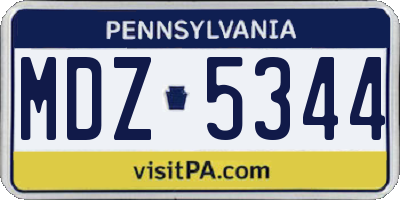 PA license plate MDZ5344