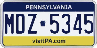 PA license plate MDZ5345