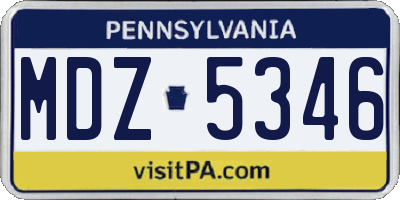 PA license plate MDZ5346