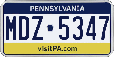 PA license plate MDZ5347