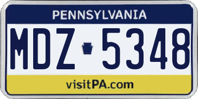 PA license plate MDZ5348