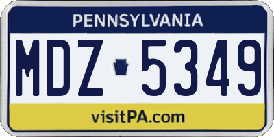 PA license plate MDZ5349
