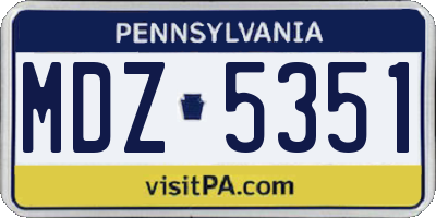 PA license plate MDZ5351