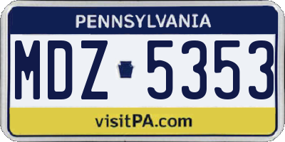 PA license plate MDZ5353