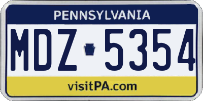 PA license plate MDZ5354