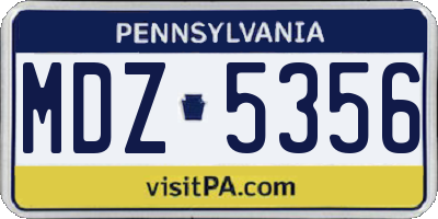 PA license plate MDZ5356