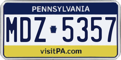 PA license plate MDZ5357