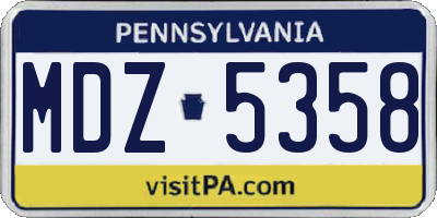 PA license plate MDZ5358