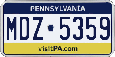 PA license plate MDZ5359