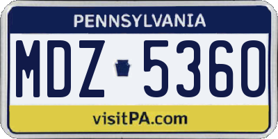 PA license plate MDZ5360