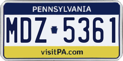 PA license plate MDZ5361