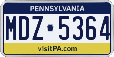 PA license plate MDZ5364