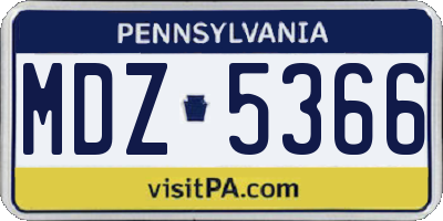 PA license plate MDZ5366