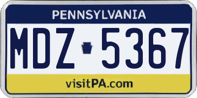 PA license plate MDZ5367