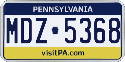PA license plate MDZ5368
