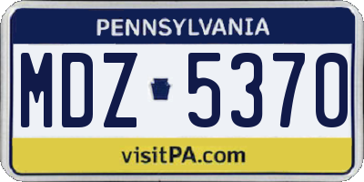 PA license plate MDZ5370