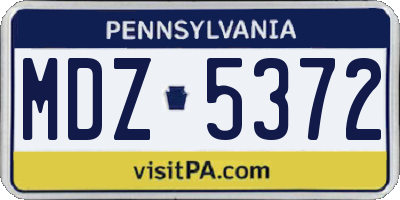 PA license plate MDZ5372