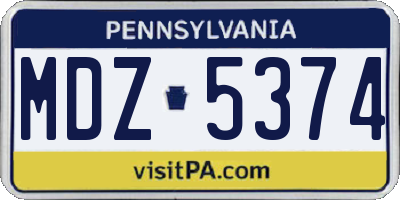 PA license plate MDZ5374