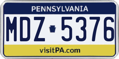 PA license plate MDZ5376