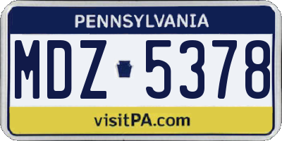 PA license plate MDZ5378