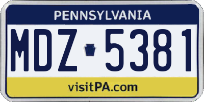 PA license plate MDZ5381
