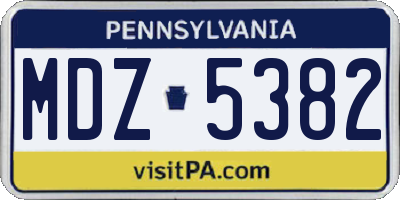 PA license plate MDZ5382