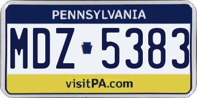 PA license plate MDZ5383
