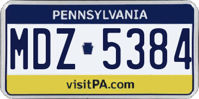 PA license plate MDZ5384