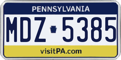 PA license plate MDZ5385