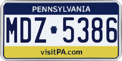 PA license plate MDZ5386