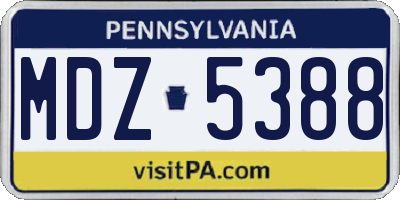 PA license plate MDZ5388