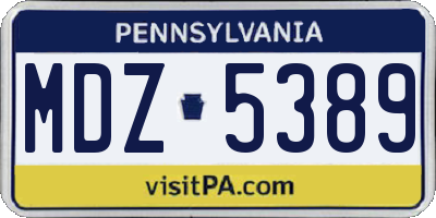 PA license plate MDZ5389