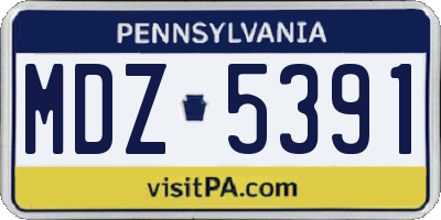PA license plate MDZ5391