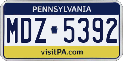 PA license plate MDZ5392