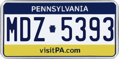PA license plate MDZ5393