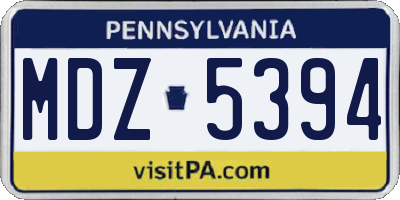 PA license plate MDZ5394