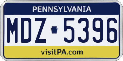 PA license plate MDZ5396