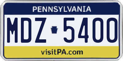 PA license plate MDZ5400