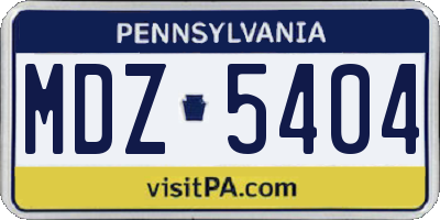 PA license plate MDZ5404