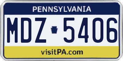 PA license plate MDZ5406