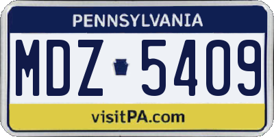 PA license plate MDZ5409