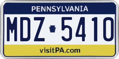PA license plate MDZ5410