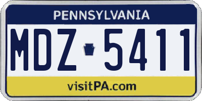 PA license plate MDZ5411