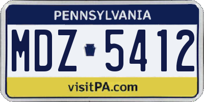 PA license plate MDZ5412