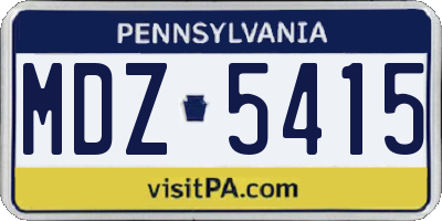 PA license plate MDZ5415