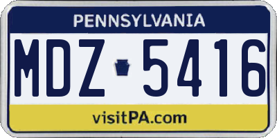 PA license plate MDZ5416