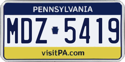 PA license plate MDZ5419